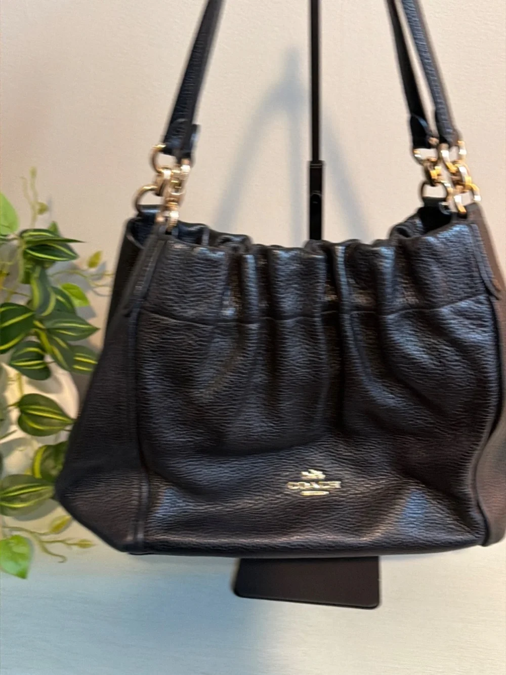 Coach Maya Black Leather Shoulder Bag EUC C1454